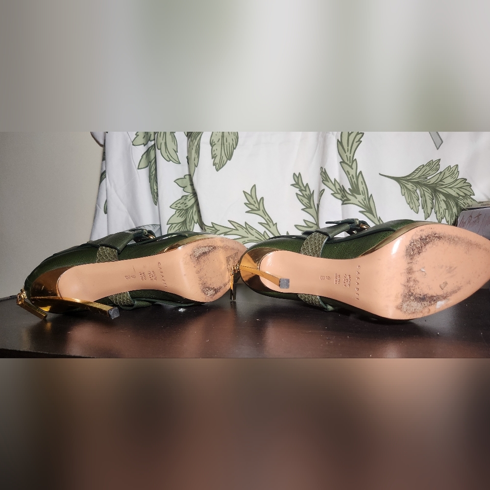 Casadei for Prabal Gurung Stiletto Heels Size 9 Olive Green - Picture 4 of 4